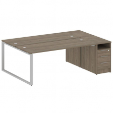 Metal System Рабочая станция с тумбой на О-образном м/к БО.РС-СТП-2.5 Вяз Благородный/Металл Серый 2