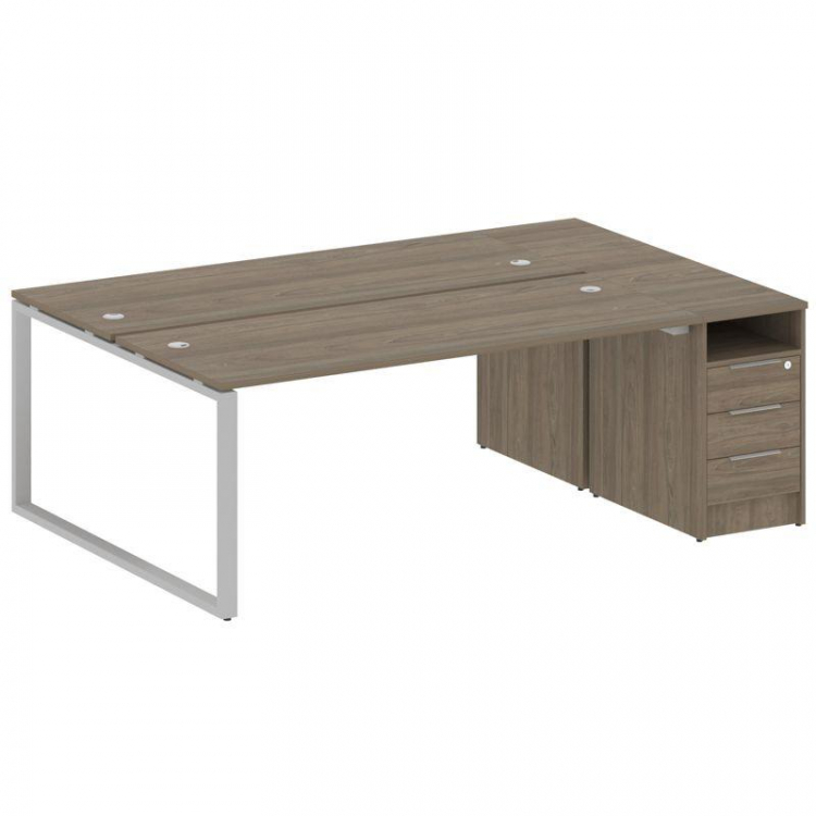 Metal System Рабочая станция с тумбой на О-образном м/к БО.РС-СТП-2.5 Вяз Благородный/Металл Серый 2