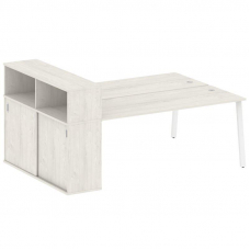 Metal System Рабочая станция с шкафом-купе на А-образном м/к БА.РС-СШК-2.5 Т Дуб Наварра/Металл Белы