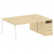 Metal System Рабочая станция с тумбой на А-образном м/к БА.РС-СТП-2.4 Акация Лорка/Металл Белый 2012