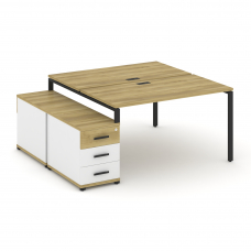 Concept Рабочая станция 2 места с двухсторонней опорной тумбой CN.DRS-303 B Дуб Винченцо/Белый Брилл