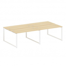 Metal System Рабочая станция на 4 места на О-образном м/к БО.СМ-4.3 Акация Лорка/Металл Белый 2800*1