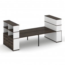 Concept Рабочая станция с опорными распаш. шкафами с надставкой выс. CN.DRS-275 B Дуб Мали/Белый Бри