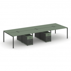 Concept Рабочая станция 6 мест с 2 двухсторонними опорными тумбами CN.DRS-348 A Кобо/Антрацит/Металл