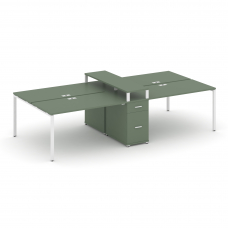 Concept Рабочая станция 4 места с 1 опорной тумбой CN.DRS-440 W Кобо/Металл Белый 3580*1480*917