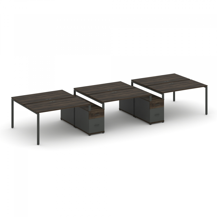 Concept Рабочая станция 6 мест с 2 двухсторонними опорными тумбами CN.DRS-339 A Дуб Мали/Антрацит/Ме