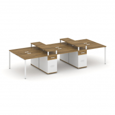 Concept Рабочая станция 6 мест с 2 опорными тумбами CN.DRS-469 W Сандал Янтарный/Белый Бриллиант/Мет