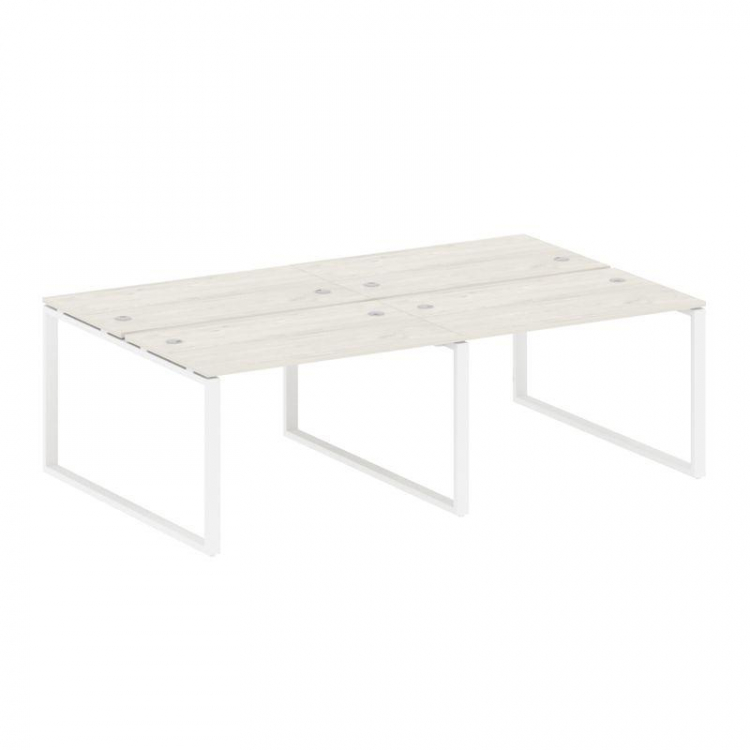 Metal System Рабочая станция на 4 места на О-образном м/к БО.СМ-4.2 Дуб Наварра/Металл Белый 2400*14