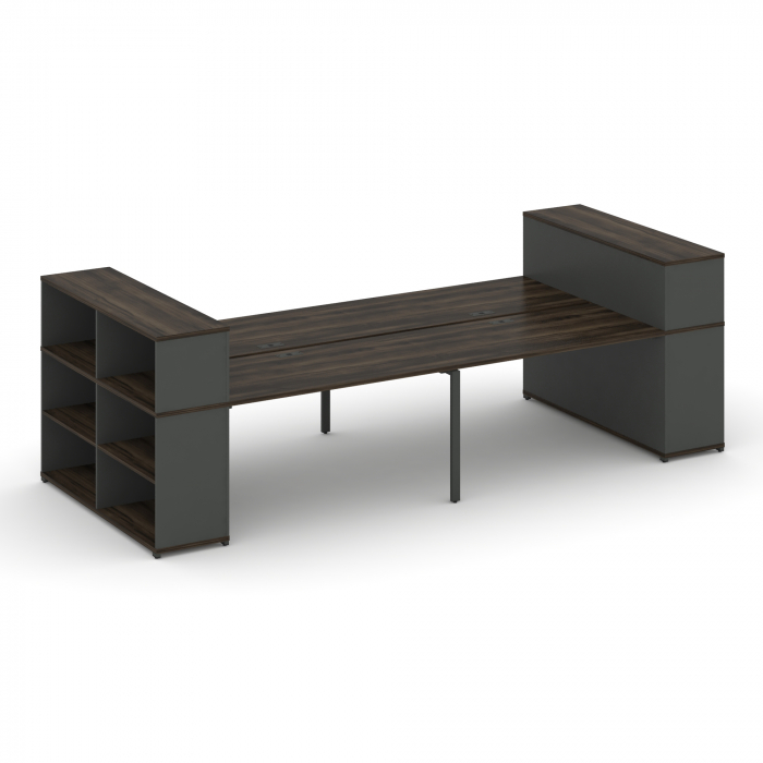 Концепт Рабочая станция с опорными стеллажами с надставкой низ. CN.DRS-256 Дуб Мали/Антрацит/Металл