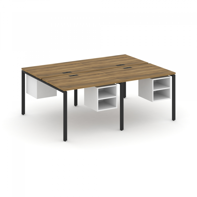 Concept Рабочая станция двухсторонняя с подвесными тумбами на 4 места CN.DRS-125 Сандал Янтарный/Бел