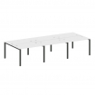 Metal System Рабочая станция на 6 мест на П-образном м/к БП.СМ-6.2 Белый/Металл Антрацит 3600*1475*7