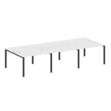 Metal System Рабочая станция на 6 мест на П-образном м/к БП.СМ-6.2 Белый/Металл Антрацит 3600*1475*7