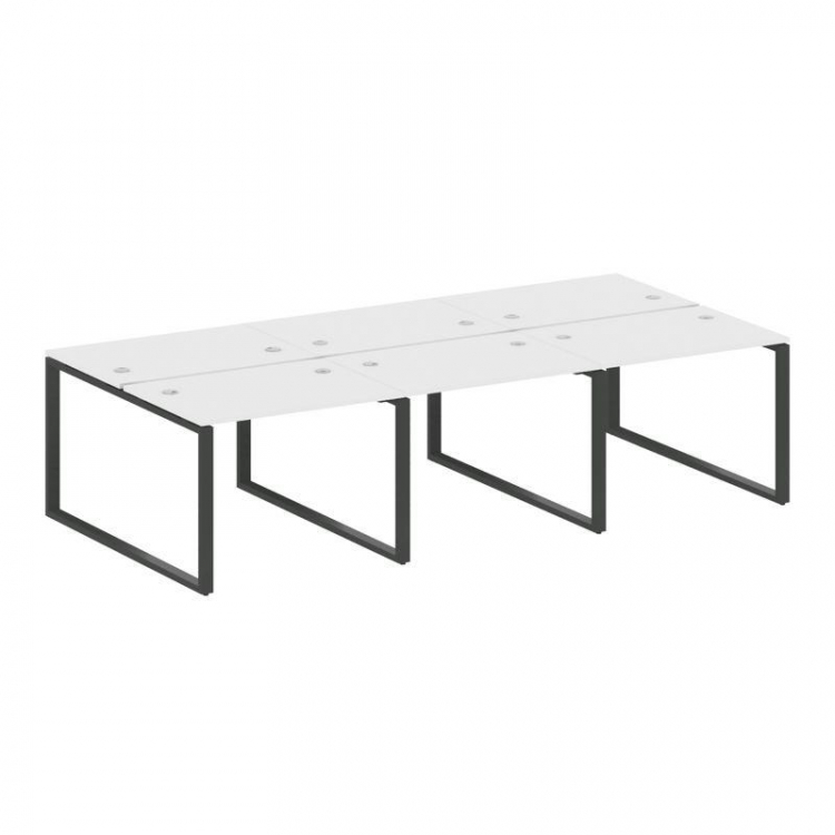 Metal System Рабочая станция на 6 мест на О-образном м/к БО.СМ-6.1 Белый/Металл Антрацит 3000*1475*7