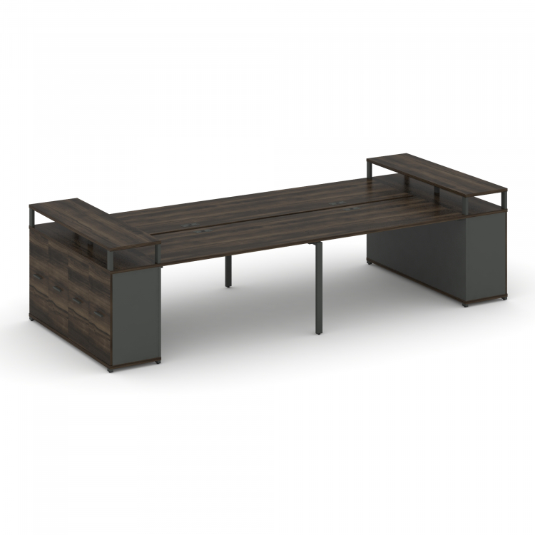 Concept Рабочая станция с опорными распаш. шкафами с верх. горизонтами CN.DRS-266 A Дуб Мали/Антрац