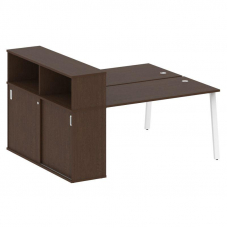 Metal System Рабочая станция с шкафом-купе на А-образном м/к БА.РС-СШК-2.3 Т Венге Цаво/Металл Белый