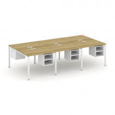 Concept Рабочая станция двухсторонняя с подвес. тумбами на 6 мест CN.DRS-145 Дуб Винченцо/Белый Брил