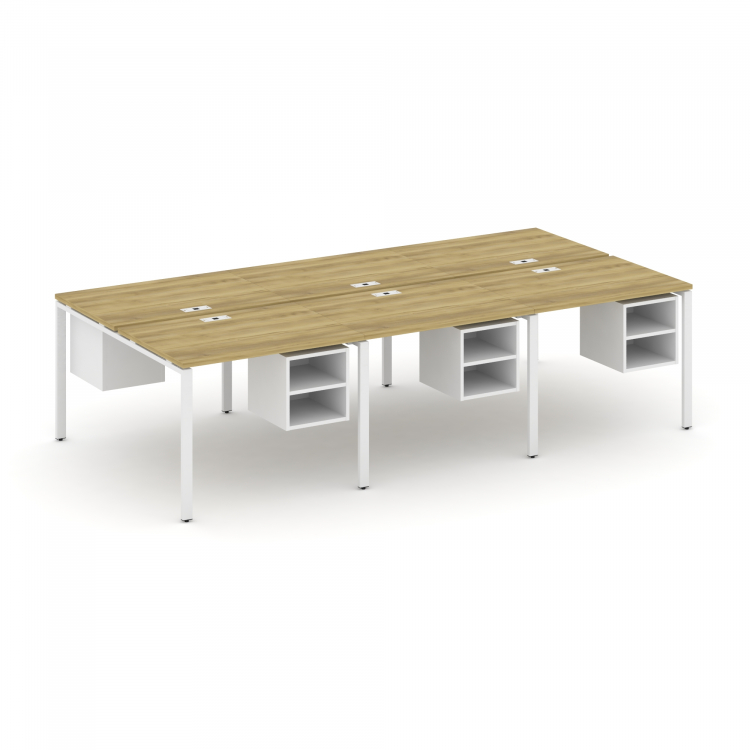Concept Рабочая станция двухсторонняя с подвес. тумбами на 6 мест CN.DRS-145 Дуб Винченцо/Белый Брил