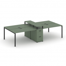 Concept Рабочая станция 4 места с 1 опорной тумбой CN.DRS-437 B Кобо/Металл Черный 2380*1480*917