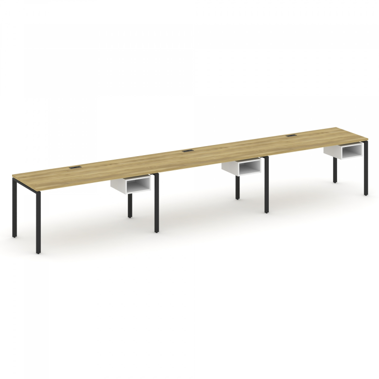 Concept Рабочая станция односторонняя с подвес. тумбами 3 места CN.ORS-124 Дуб Винченцо/Белый Брилли