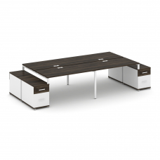 Concept Рабочая станция 4 места с 2 двухсторонними опорными тумбами CN.DRS-331 W Дуб Мали/Белый Брил