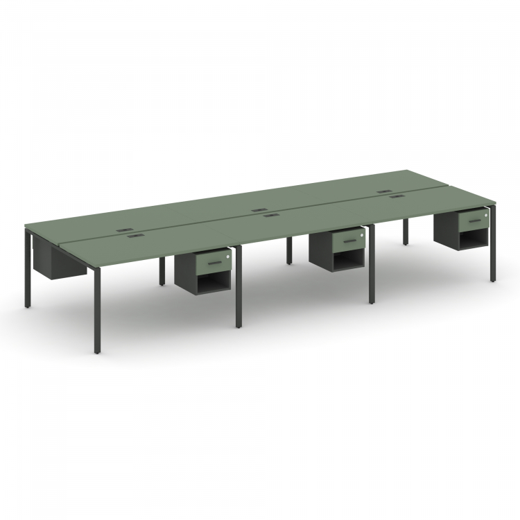 Concept Рабочая станция двухсторонняя с подвес. тумбами на 6 мест CN.DRS-157 A Кобо/Антрацит/Металл