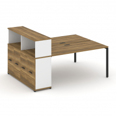 Concept Рабочая станция с опорным распаш. шкафом с надставкой низ. CN.DRS-228 B Сандал Янтарный/Белы