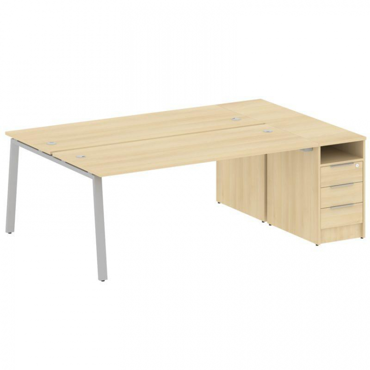 Metal System Рабочая станция с тумбой на А-образном м/к БА.РС-СТП-2.5 Акация Лорка/Металл Серый 2212