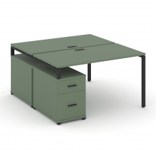 Concept Рабочая станция 2 места с двухсторонней опорной тумбой CN.DRS-308 B Кобо/Металл Черный 1580/