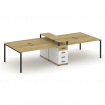 Concept Рабочая станция 4 места с 1 опорной тумбой CN.DRS-436 B Дуб Винченцо/Белый Бриллиант/Металл