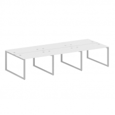 Metal System Рабочая станция на 6 мест на О-образном м/к БО.СМ-6.2 Белый/Металл Серый 3600*1475*750