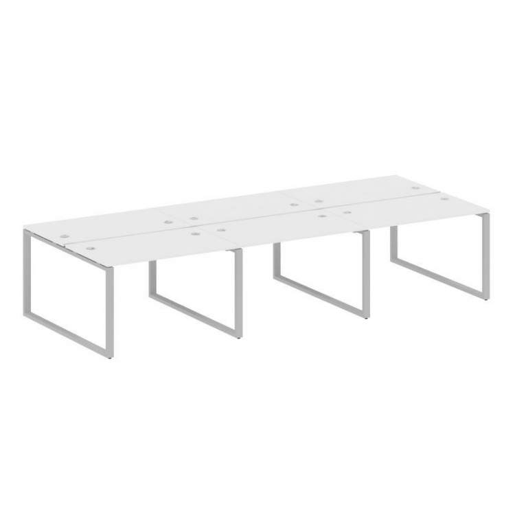 Metal System Рабочая станция на 6 мест на О-образном м/к БО.СМ-6.2 Белый/Металл Серый 3600*1475*750