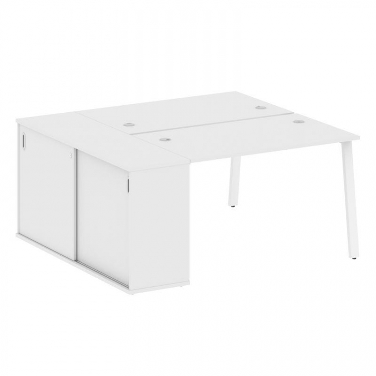 Metal System Рабочая станция с шкафом-купе на А-образном м/к БА.РС-СШК-1.2 Т Белый/Металл Белый 1610