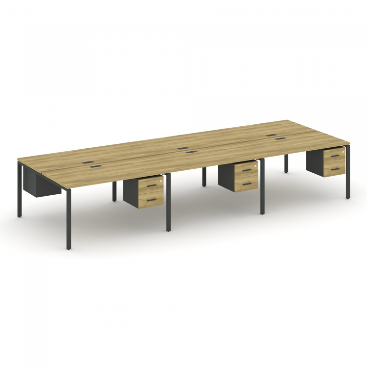 Concept Рабочая станция двухсторонняя с подвес. тумбами на 6 мест CN.DRS-156 A Дуб Винченцо/Антрацит