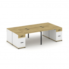 Concept Рабочая станция 4 места с 2 опорными тумбами CN.DRS-429 B Дуб Винченцо/Белый Бриллиант/Метал