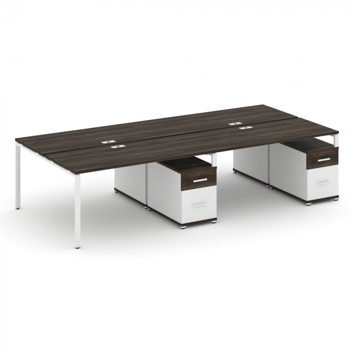 Concept Рабочая станция 4 места с 2 двухсторонними опорными тумбами CN.DRS-324 W Дуб Мали/Белый Брил