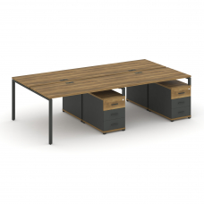 Concept Рабочая станция 4 места с 2 двухсторонними опорными тумбами CN.DRS-320 A Сандал Янтарный/Ант