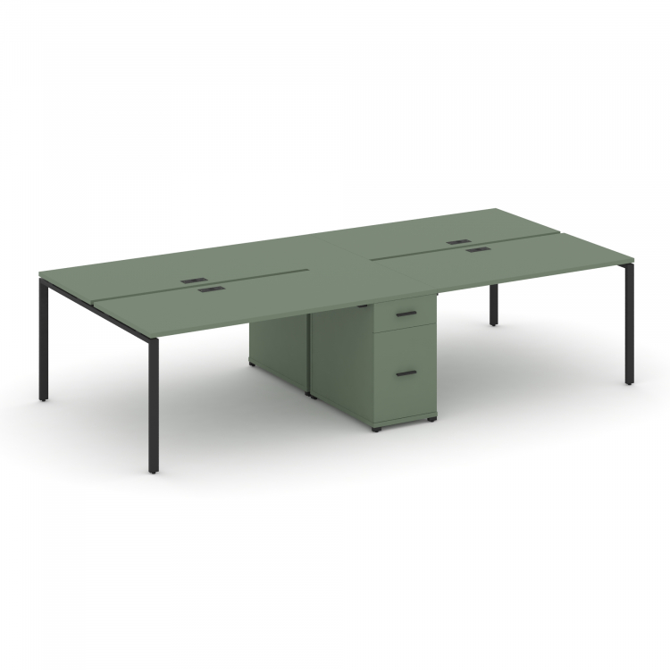 Concept Рабочая станция 4 места с 1 опорной тумбой CN.DRS-423 B Кобо/Металл Черный 3180*1480*750