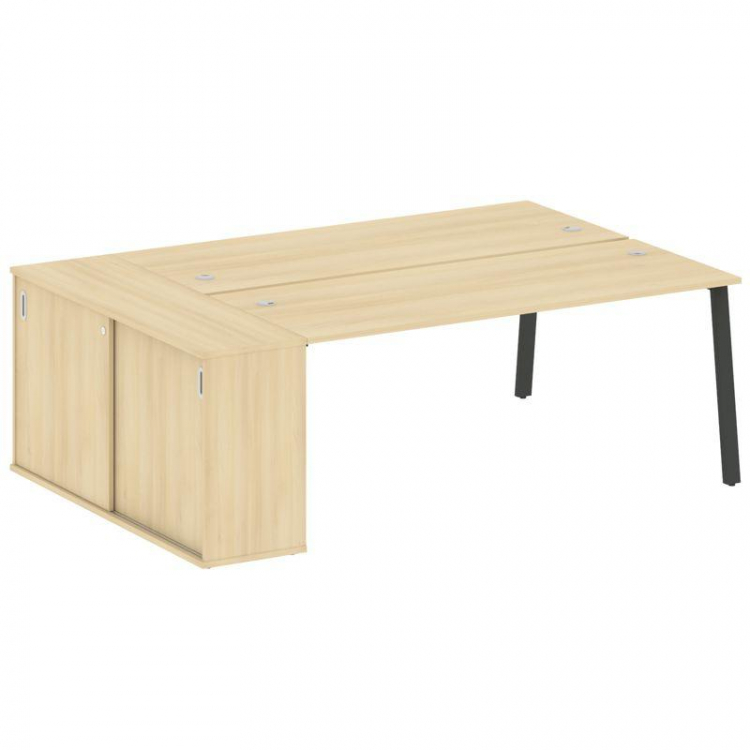 Metal System Рабочая станция с шкафом-купе на А-образном м/к БА.РС-СШК-1.5 Т Акация Лорка/Металл Ант