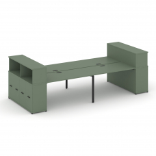 Concept Рабочая станция с опорными распаш. шкафами с надставкой низ. CN.DRS-272 B Кобо/Металл Черный