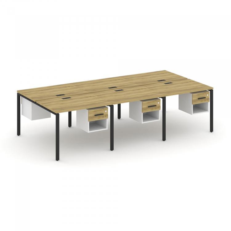 Concept Рабочая станция двухсторонняя с подвес. тумбами на 6 мест CN.DRS-157 B Дуб Винченцо/Белый Бр