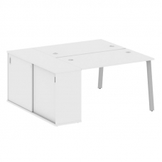 Metal System Рабочая станция с шкафом-купе на А-образном м/к БА.РС-СШК-1.2 Т Белый/Металл Серый 1610