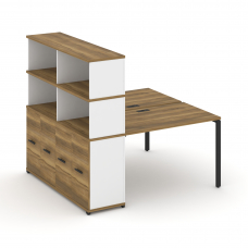 Concept Рабочая станция с опорным распаш. шкафом с надставкой выс. CN.DRS-230 B Сандал Янтарный/Белы