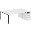 Metal System Рабочая станция с тумбой на П-образном м/к БП.РС-СТП-2.5 Белый/Металл Антрацит 2212*147
