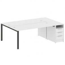 Metal System Рабочая станция с тумбой на П-образном м/к БП.РС-СТП-2.5 Белый/Металл Антрацит 2212*147