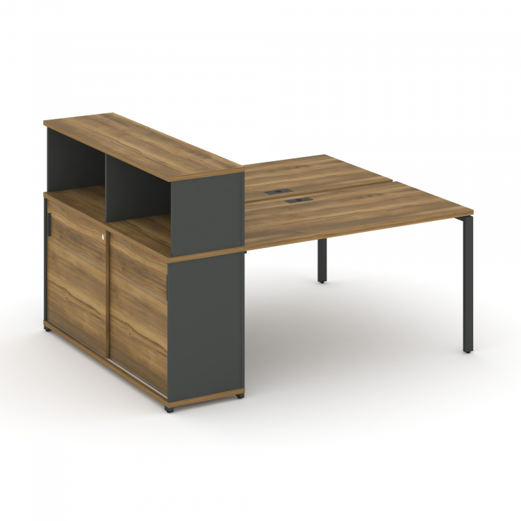 Concept Рабочая станция с опорным шкафом-купе с надставкой низ. CN.DRS-237 A Сандал Янтарный/Антраци