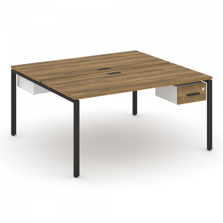 Concept Рабочая станция 2 сторонняя с подвесными тумбами на 2 места CN.DRS-112 B Сандал Янтарный/Бел