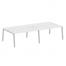 Metal System Рабочая станция на 4 места на А-образном м/к БА.СМ-4.4 Белый/Металл Серый 3200*1475*750