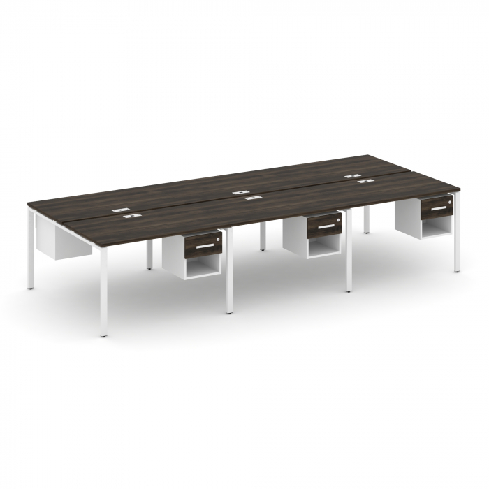 Concept Рабочая станция двухсторонняя с подвес. тумбами на 6 мест CN.DRS-158 W Дуб Мали/Белый Брилли