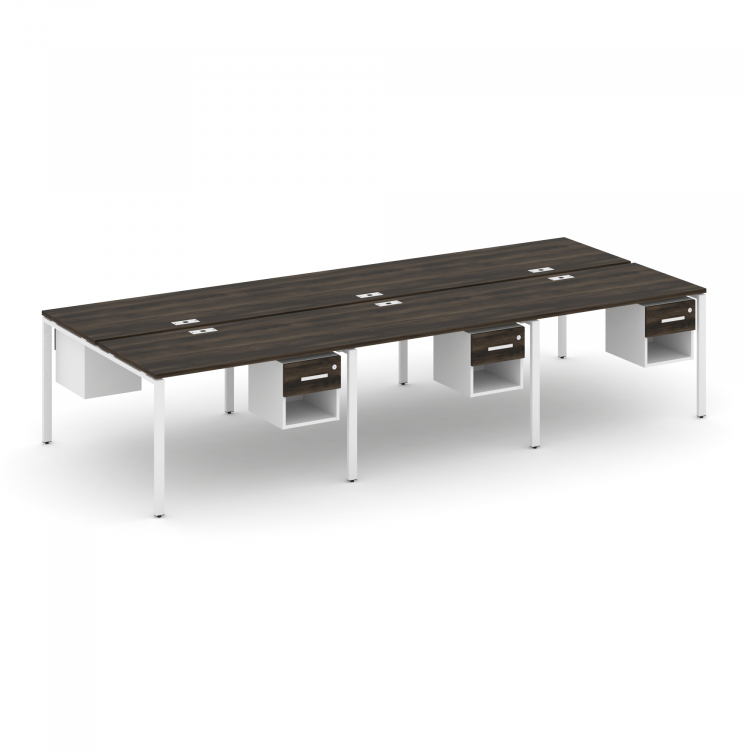 Concept Рабочая станция двухсторонняя с подвес. тумбами на 6 мест CN.DRS-158 W Дуб Мали/Белый Брилли