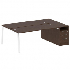 Metal System Рабочая станция с тумбой на А-образном м/к БА.РС-СТП-2.5 Венге Цаво/Металл Белый 2212*1